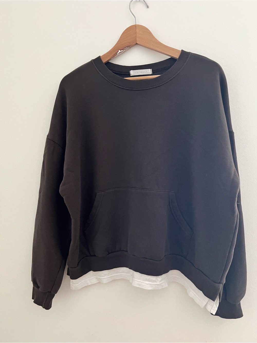 Chocolate Brown Women's Pullover Sweatshirt with Front Pocket